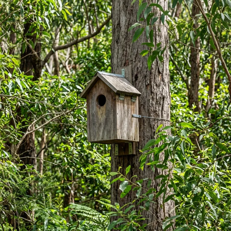 Animal nesting box installed as a humane alternative to a Fingal roof cavity