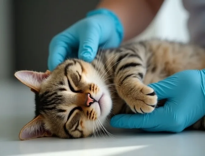 Specialist carefully handling a deceased cat with dignity in Fingal