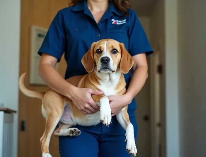 Technician respectfully transporting a deceased dog in Fingal